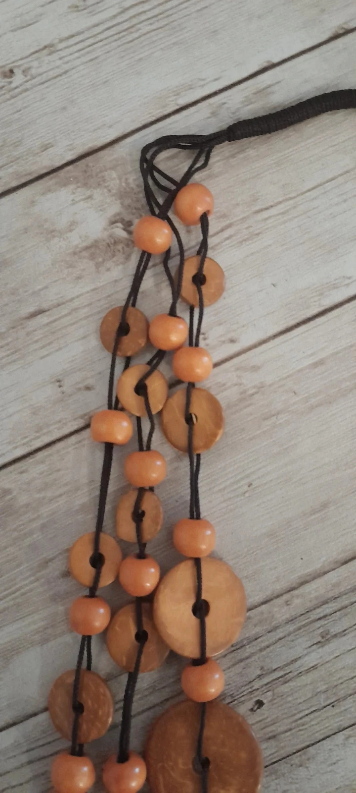 Collar de madera, colores anaranjados, estilo Bohème – photo 4